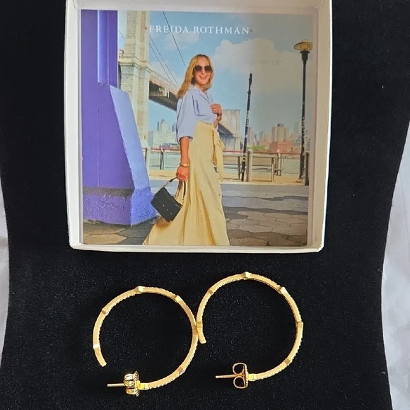 Freida Rothman Pave Arrow Hoop Earrings - Picture 3 of 8